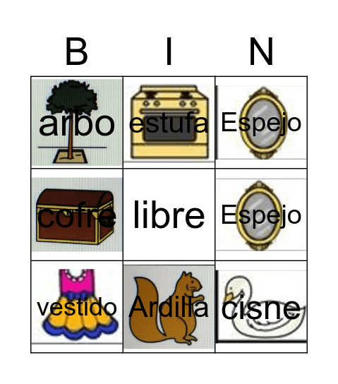 Silaba Inversa Bingo Card