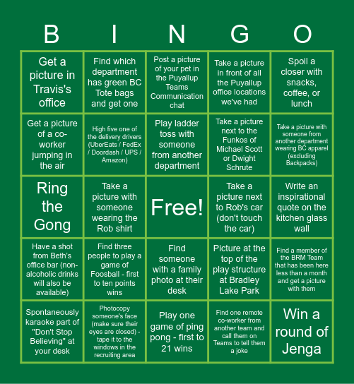 Builders Capital End of Month Bingo Card