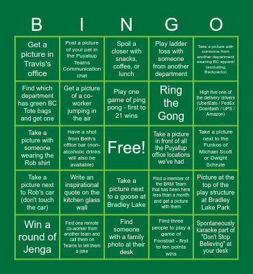 Builders Capital End of Month Bingo Card