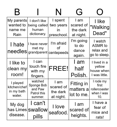 Seventh Grade Secrets Bingo Card