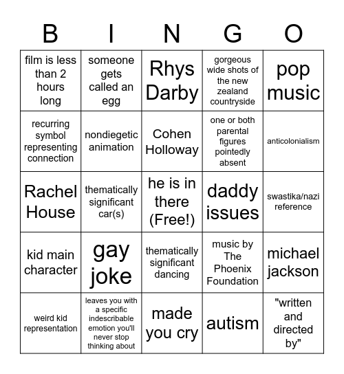 Taika Project Bingo Card