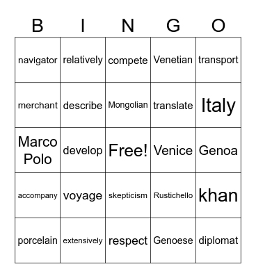 REWARDS + SS Unit 2 Bingo Card