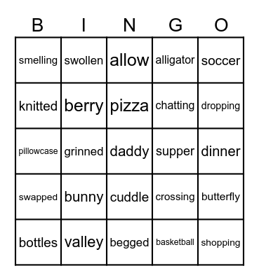 Double Consonant Bingo! Bingo Card