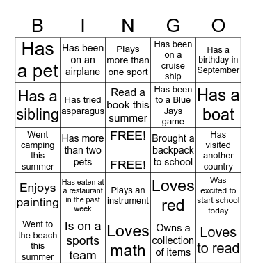 Find Someone Who... Bingo Card