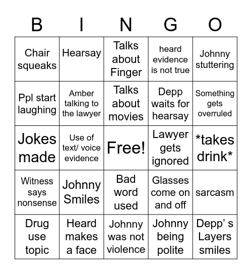 Depp's BINGO Card