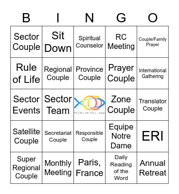 TEAMS OF OUR LADY Bingo Card