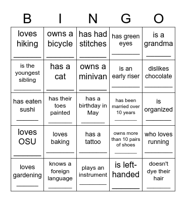 Find Someone Who? Bingo Card