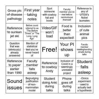 MSTP Retreat Bingo Card