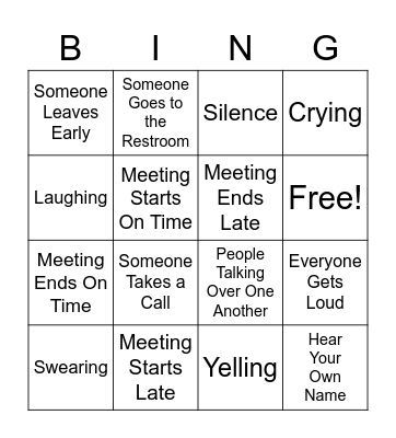 Conference Room Meeting Bingo Card
