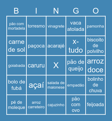 comidinhas brasileiras Bingo Card