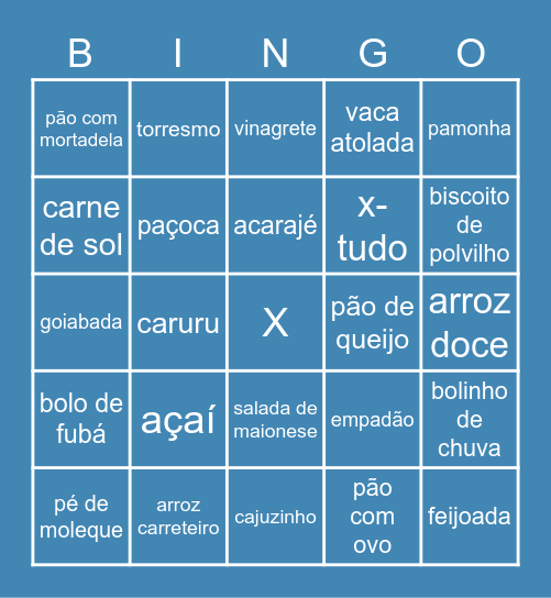 comidinhas brasileiras Bingo Card