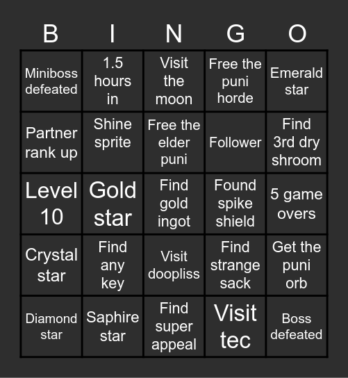 Paper Mario TTYD Extrem Randomizer Bingo Card