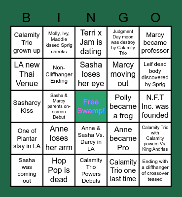 AMPHIBIA SEASON 3B FINAL PREDICTIONS Bingo Card