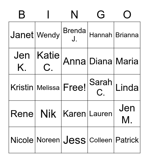 Burbank BINGO Card