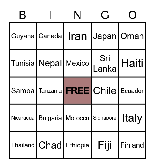 Culture Day Bingo Card