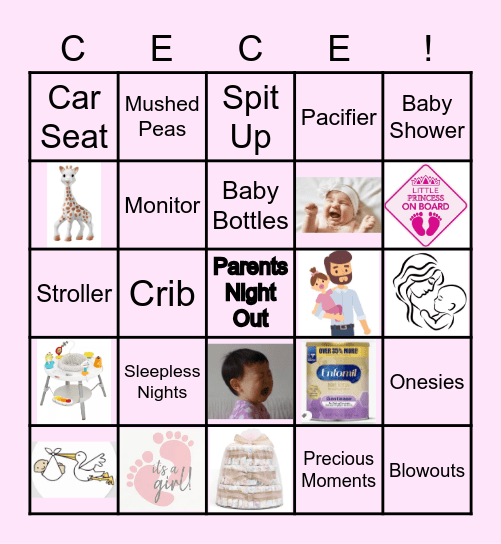 Sinead's Virtual Baby Shower Bingo Card