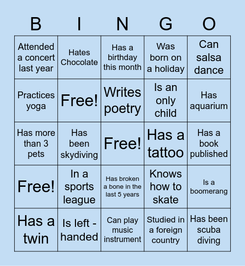 TDF Bingo Card