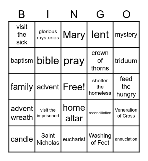 Families Forming Disciples Bingo Card