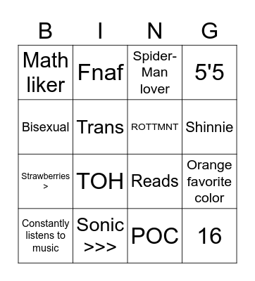 fork Bingo Card