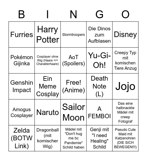 AniMuc Cosplays Bingo Card