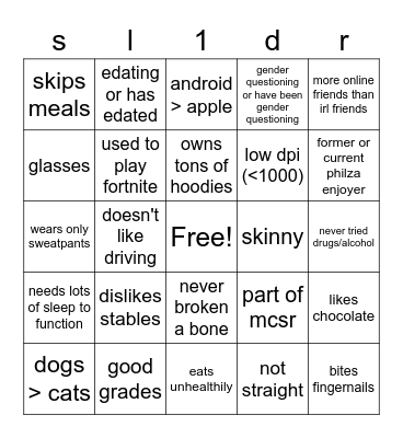 sl1dr bingo Card