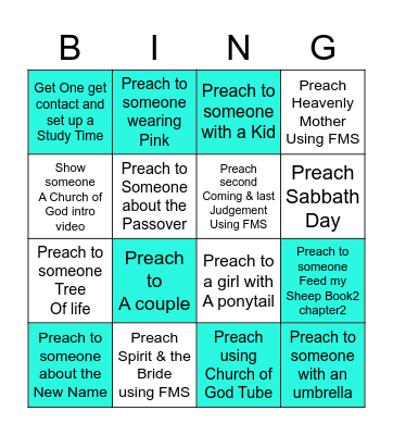 Preaching Bingo Card