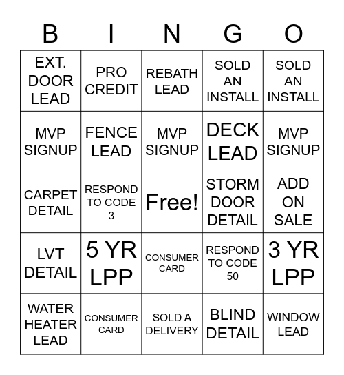 LOWES-O Bingo Card