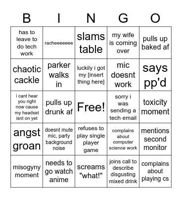 nicholas discord bingo Card