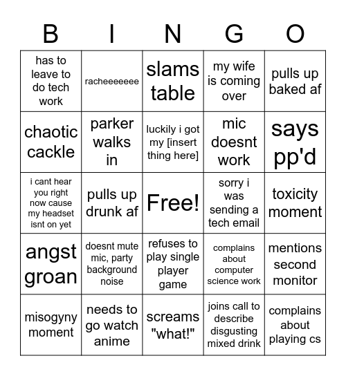 nicholas discord bingo Card