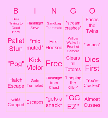 Sadie Bingo Card