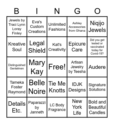 Vendor Bingo Card