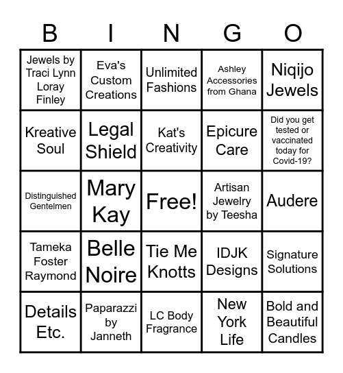 Vendor Bingo Card