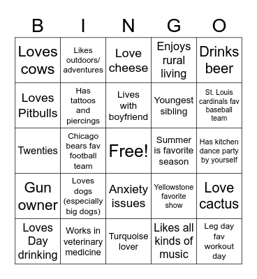 Rebecca’s Bingo Card