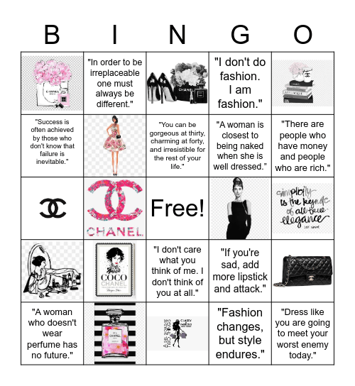 "Elegance is refusal." ~ Coco Chanel Bingo Card