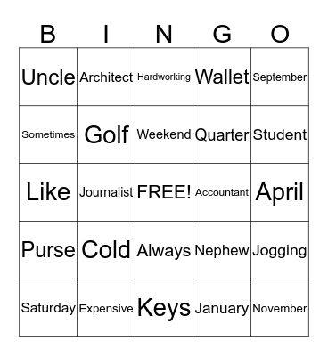 ALM BINGO CARD Bingo Card