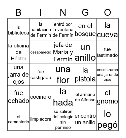 Dando pistas Internado 1-2 Bingo Card