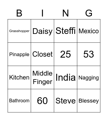 Asha 50th B'day Bingo Card