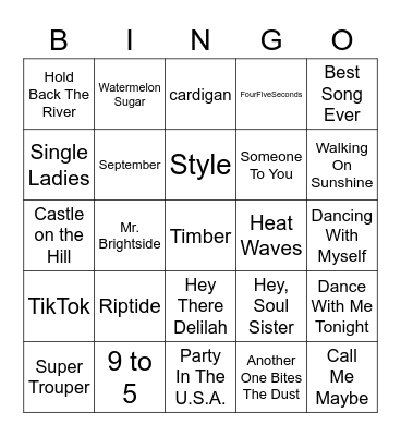 Songs! Bingo Card