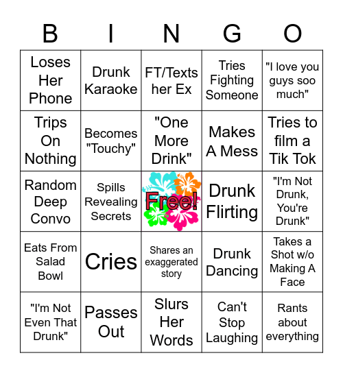 Joanna's 21st Birthday Bingo Card
