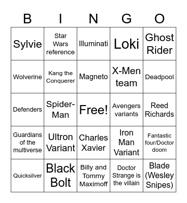 Multiverse of Madness Bingo Card