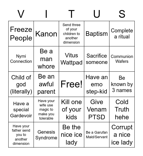 Cath. Bingo Card