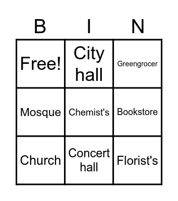 Where will I go? Bingo Card