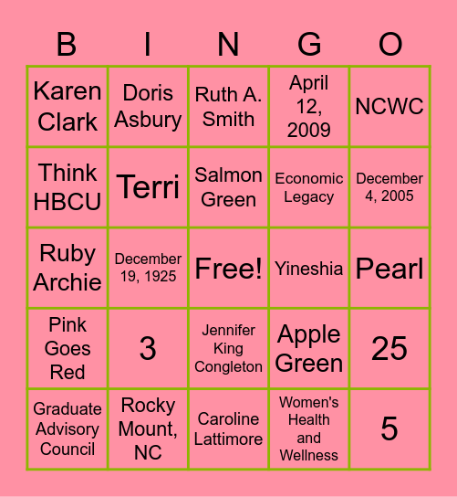 CO-TG Bingo Card