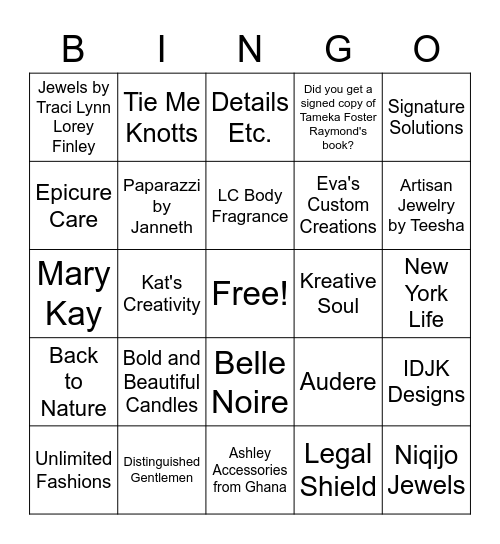 Women in Business Expo Vendor Bingo Card