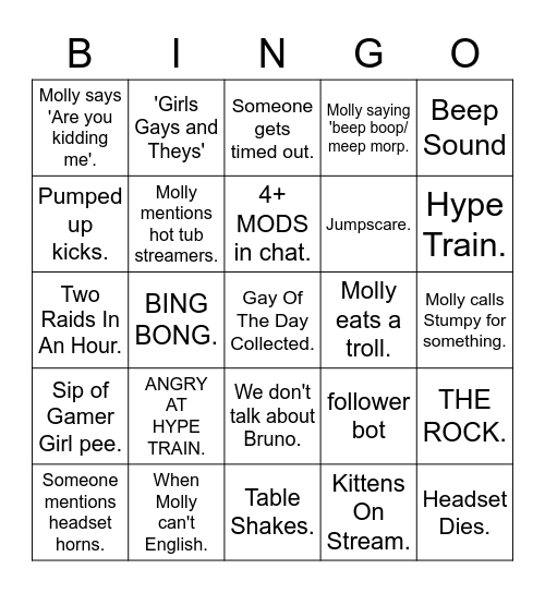 MOLLYMAENATION BINGO Card