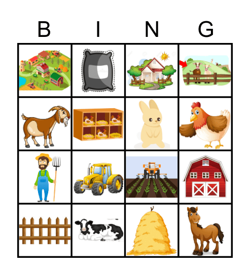 Farm Word Bingo Card