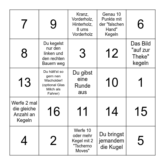 Ultimate Kegelbingo! Bingo Card