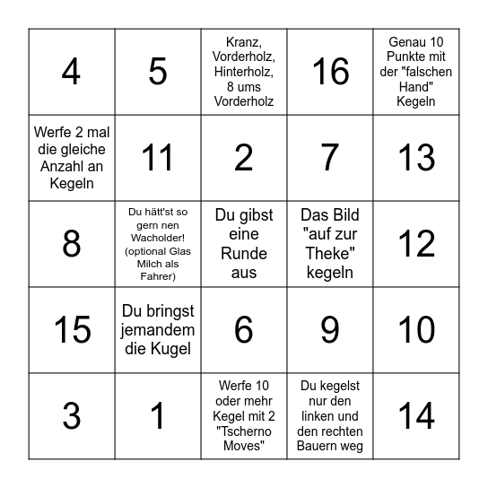 Ultimate Kegelbingo! Bingo Card