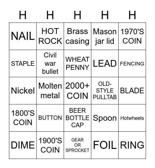 METAL DETECTING BINGO ROUND 2 Bingo Card