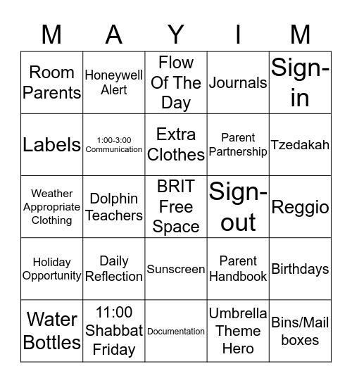 DOLPHIN BINGO Card